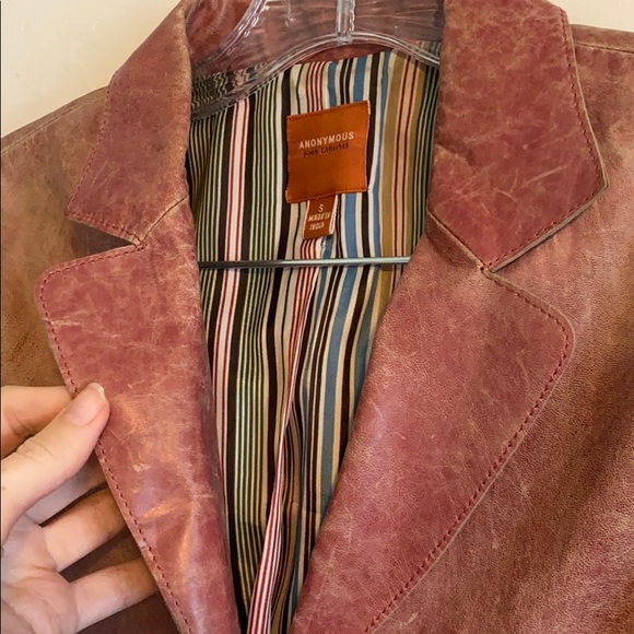 Pink Distressed Leather Jacket - Picture 2 of 3